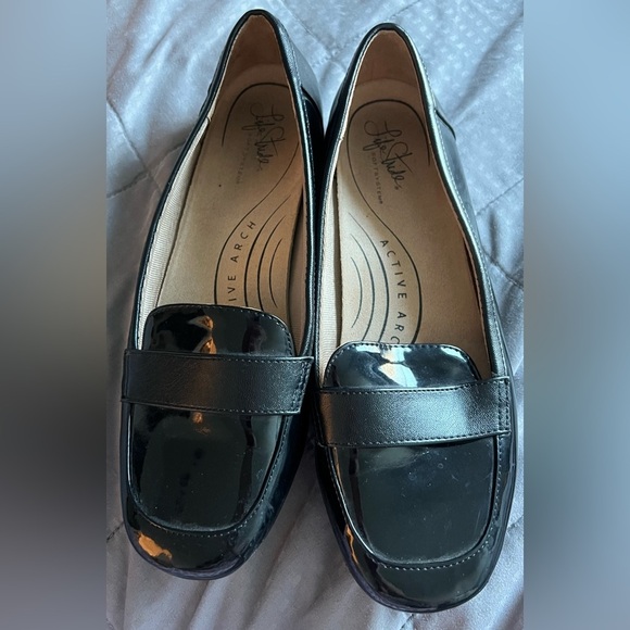 Life Stride Flex Soft system active arch black patent leather Flats Sz 10M - Picture 1 of 4